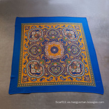 Algodón Impreso Bufanda Azul Bufanda Cuadrados Pequeños